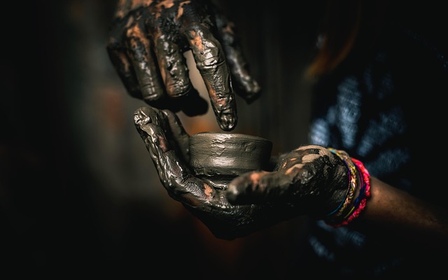 pottery studio clay modeling hands